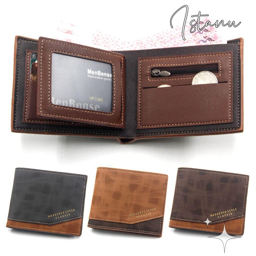 ISTANU กระเป๋าสตางค์ผู้ชาย Frosted Purse Id บัตรเครดิต Designer ความจุขนาดใหญ่ Zero Wallet