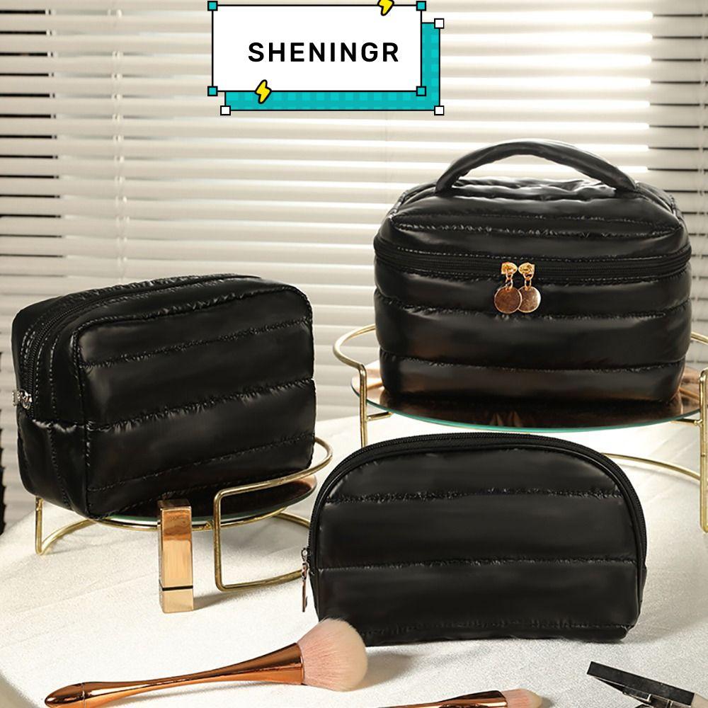 SHENING5R Aesthetic Cosmetic Organizer, Shock Resistance Large Capacity Quilted Makeup Pouch, Fashio