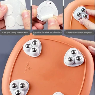 ใหม่ 4PCS Self-Adhesive 3-Ball ล้อ Mini Swivel Rollers สําหรับเฟอร์นิเจอร์กล่องเก็บถังขยะ Smooth Gliding Sticky ฐาน