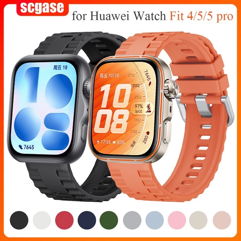 สายรัดซิลิโคนอ่อนนุ่มสําหรับ Huawei Watch Fit 5/5 pro band เปลี่ยนสร้อยข้อมือกีฬา Huawei Watch fit 3/4 Pro อุปกรณ์เสริม
