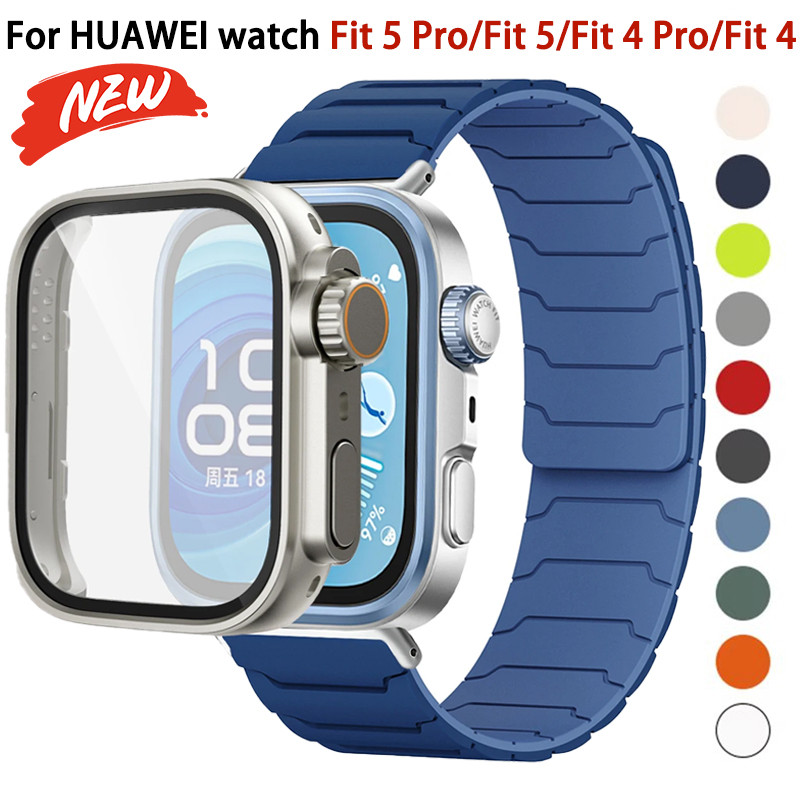 เคสซิลิโคนแม่เหล็ก + สายซิลิโคน สําหรับ Huawei Watch Fit 5 Pro, Fit 5, Fit 4/4 Pro