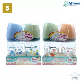 Attoon ขวดนมคอแคบ แพ็คคู่ ฝาสโลป 5 , 10 ออนซ์ พร้อมจุกไม่ดูดไม่ไหล YYUNG Kiddie Shop