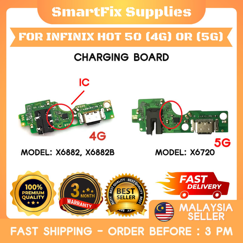 สําหรับ Infinix Hot 50 4G X6882 X6882B หรือ Infinix Hot 50 5G X6720 ประเภท C ชาร์จพอร์ตชาร์จ