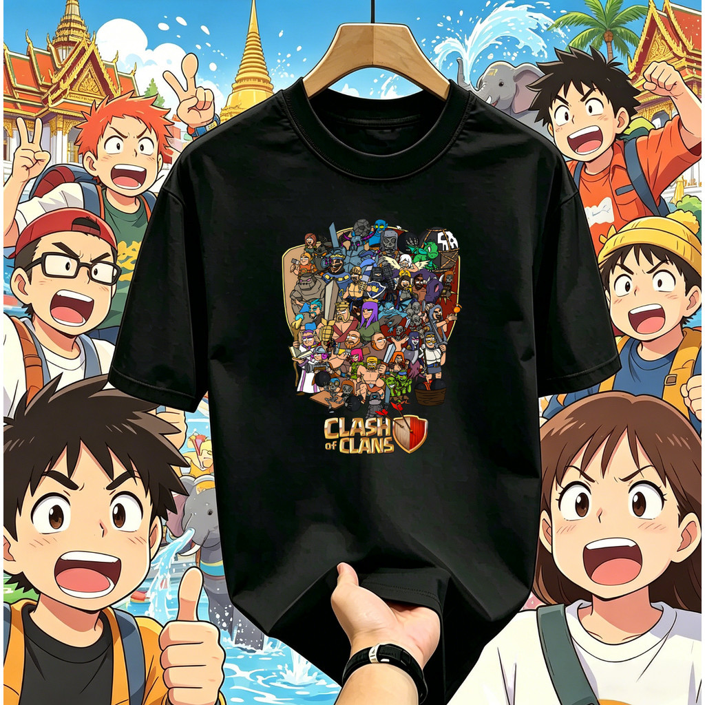 (จัดส่ง 24 ชั่วโมง) Clash of Clans กลยุทธ์คลาสสิกเกมมือธีมเสื้อยืดผู้ชายและผู้หญิงท็อปส์ซูทุกวัน