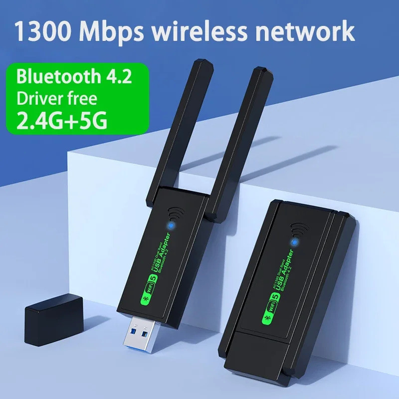 1300Mbps USB 3.0 Bluetooth Dongle การ์ดเครือข่าย 2in1 เครื่องส่งสัญญาณ Dongle สําหรับ Win 10/11 PC D