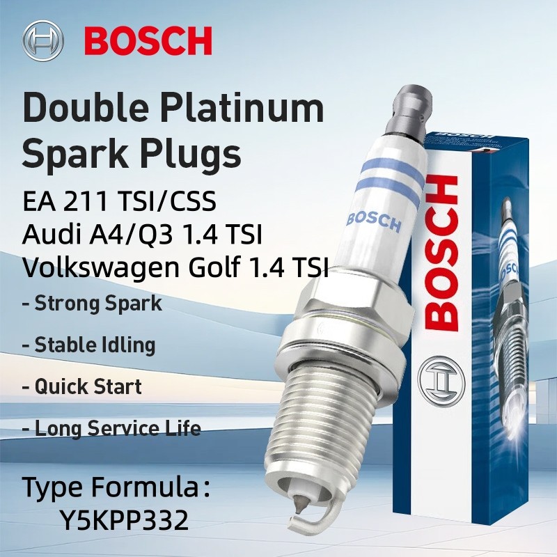 หัวเทียนแพลทินัมคู่ Bosch แพ็คเดี่ยว Fit EA 211 TSI/CSS Audi A4/Q3 1.4 TSI Volkswagen Golf 1.4 TSI