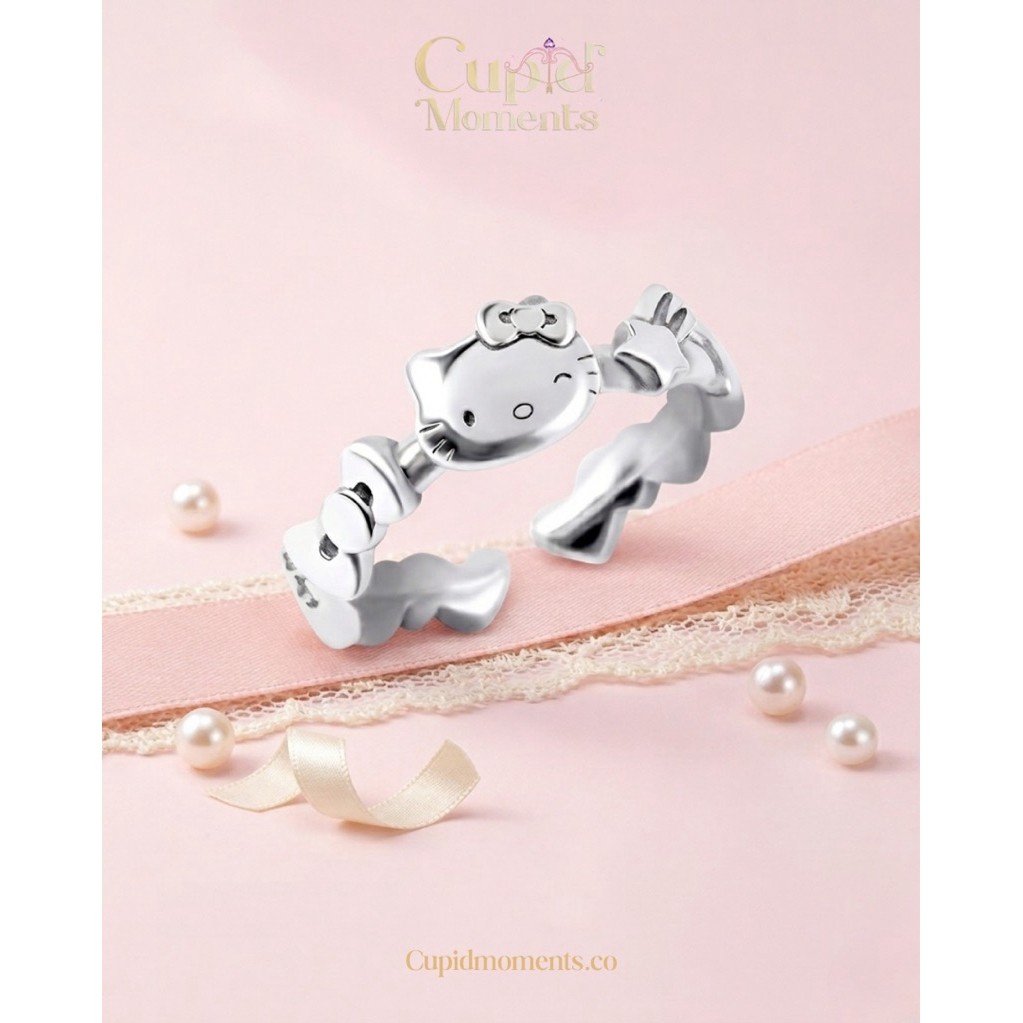 (เงินแท้ S925) Hello Kitty Fairy Ring แหวนปรับขนาดได้เฮลโลคิตตี้แฟรี่