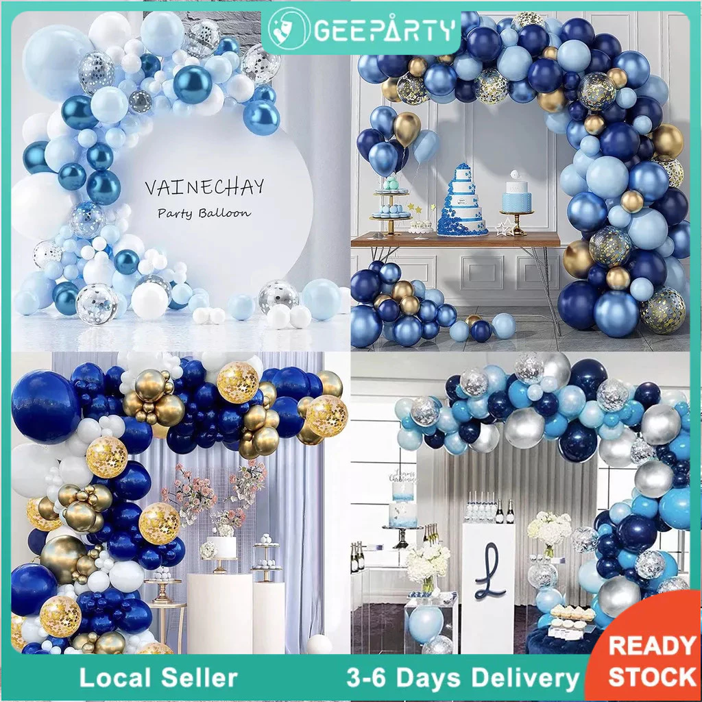 GeeParty ชุดลูกโป่งสีฟ้า 122 ชิ้น ซุ้มลูกโป่ง Garland DIY ตกแต่งวันเกิด งานเลี้ยงเด็ก ปาร์ตี้