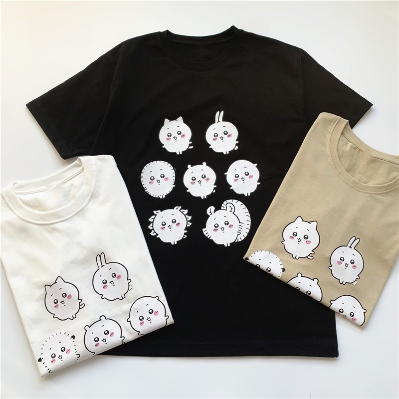 สไตล์ญี่ปุ่น 25 chikawa chikawa chikawa Transformation คู่เสื้อยืดผู้ชายผู้หญิง