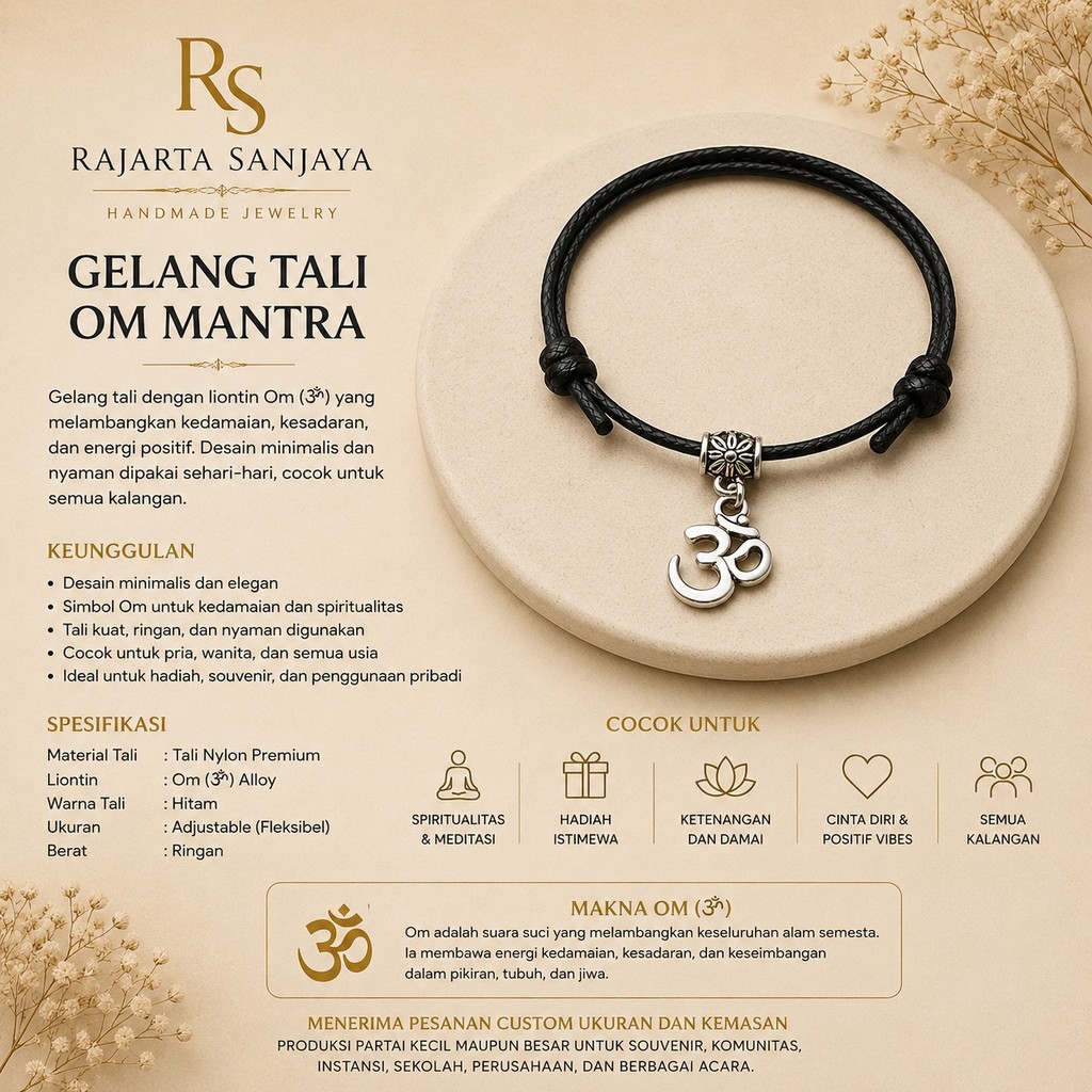 New Vintage Silver Color Ohm Omkara Minimalist Bracelet | รหัส: GL-30