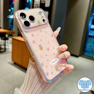 เหมาะสำหรับ IPhone 17 15 air 14 16 13 12 11 Pro Max 14 16 15 Plus เคสคอร์นิง ตุ๊กตหมีดอกไม้ น่ารัก สไตล์ฮิต