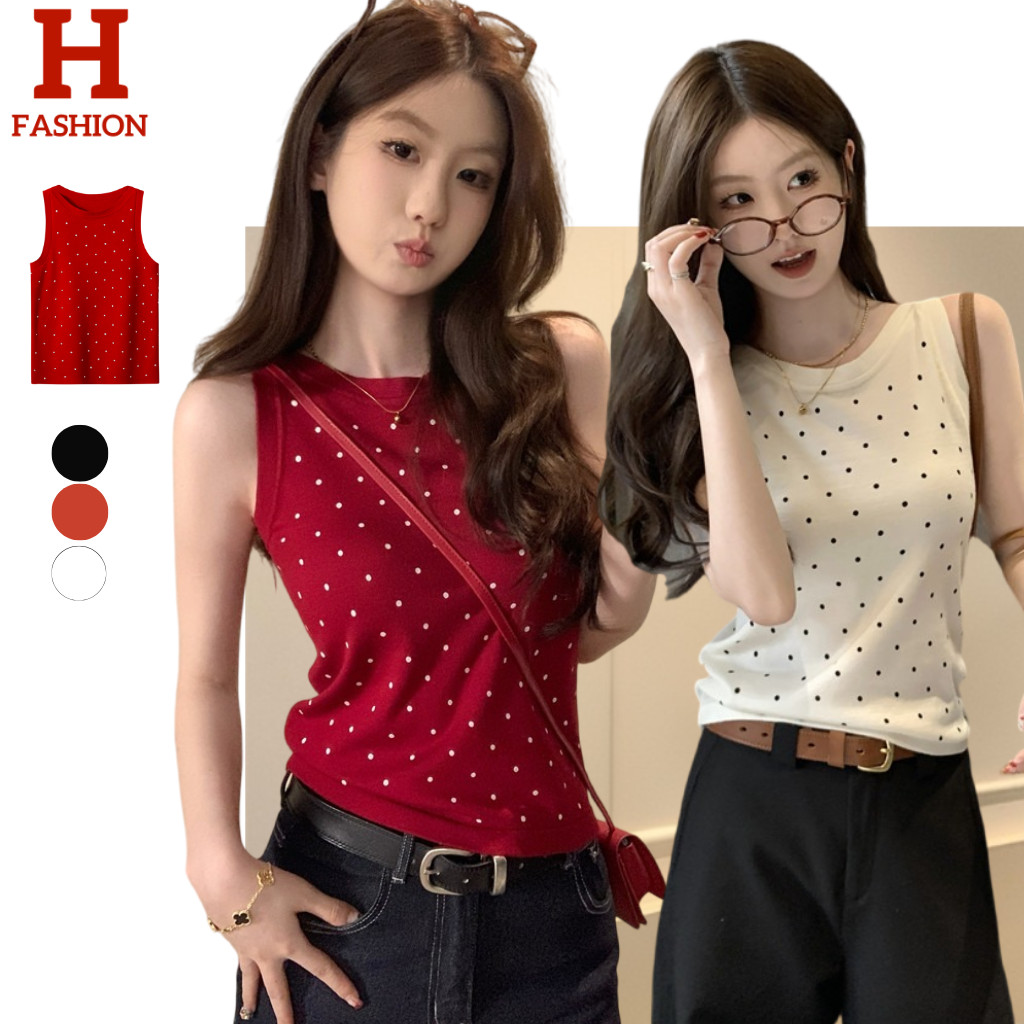 Hot fashion เสื้อไหมพรมแขนกุดติดเพชร ดีไซน์วิบวับเก๋ ทรงยืดตามตัว เนื้อนิ่ม ใส่ได้ทุกวัน (X055)