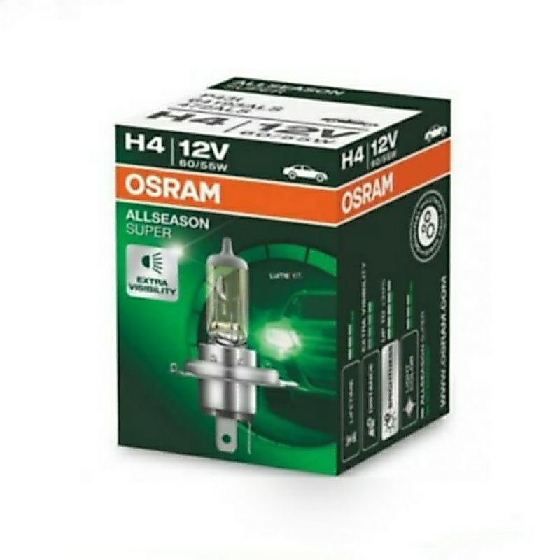OSRAM H4 12V 60/55W All Weather Season Super Plus Original ไฟหน้ารถหลอดไฟ