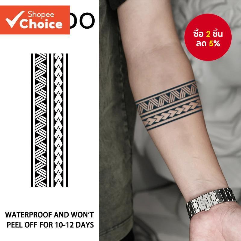 Line Art Totem รอยสักชั่วคราว Long-Lasting กึ่งถาวร Body Art สําหรับตกแต่งแขน Unisex