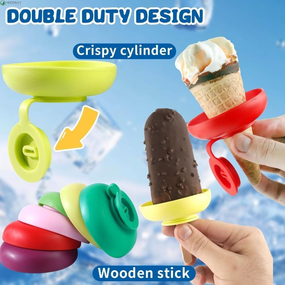 NEEDWAY Anti-Drip Ice Cream Holder,ซิลิโคนDrip Proof Ice Cream Protector,ทําความสะอาดง่ายMess ฟรี An