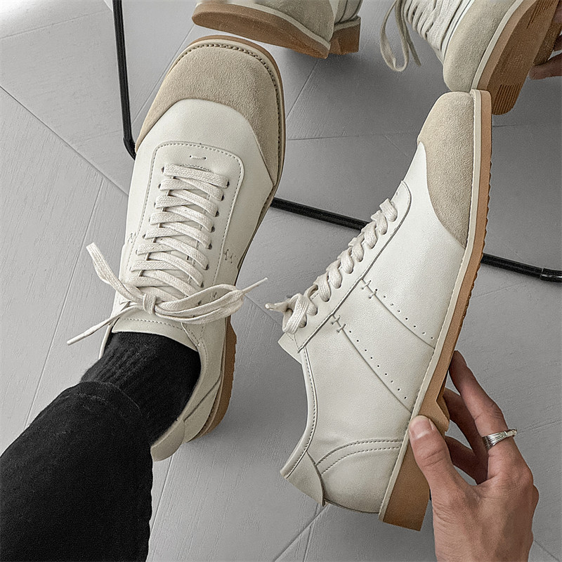 Square Toe Training Shoes Mens White Sports Casual Forrest Gump Shoes Women British Retro Flat Boxin