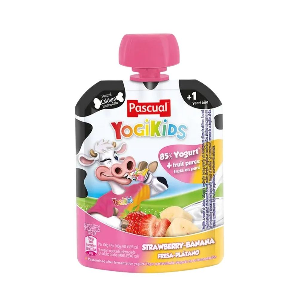 พาสควาล โยกิคดส์ โยเกิร์ตพร้อมดื่มผสมสตรอเบอร์รี่ Yogikids Yogurt Strawberry 80g.