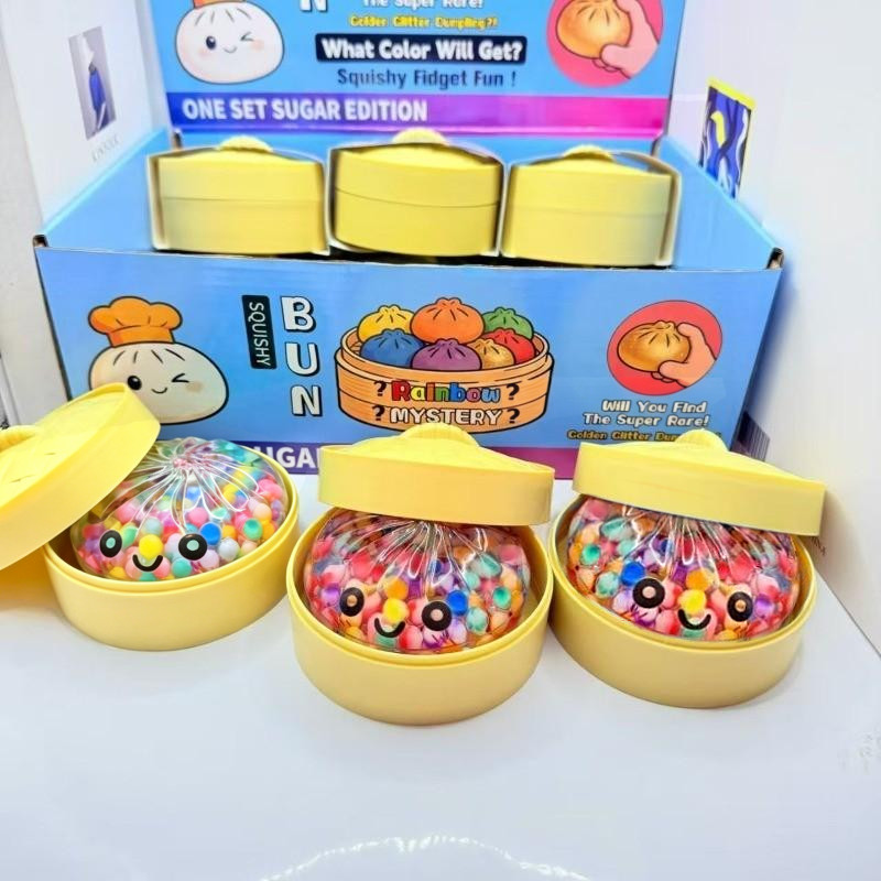 5ซม./8.5ซม.คริสตัลGlitter Bun Squishyของเล่น,ชุดนึ่งน่ารักความเครียดบรรเทาของเล่นบีบ