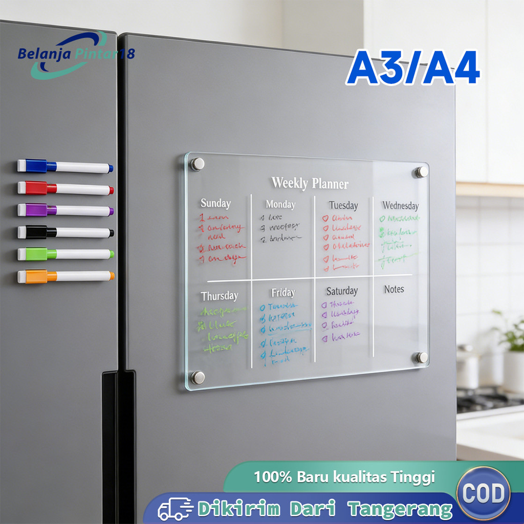 A3/A4 Magnetic Schedule Board Weekly Planner ไวท์บอร์ด Agenda Home Office School