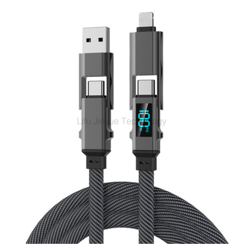 4 in 1 100W USB Type C สายชาร์จเร็วสําหรับโทรศัพท์ 15 Xiaomi 14TPro 15TPro OPPO Reno 15 15Pro 15ProMax Type C Fast Charger สายไฟ Transfer Data Cable
