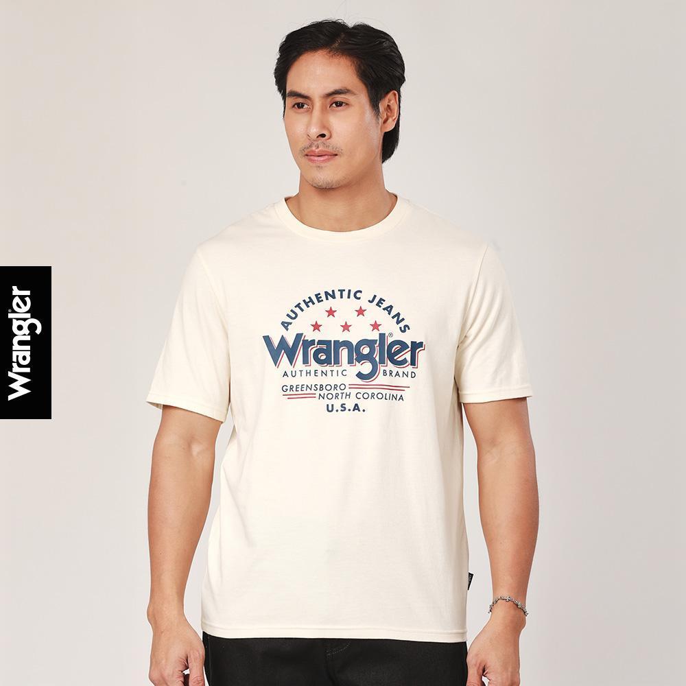 WRANGLER เสื้อยืดแขนสั้นผู้ชาย รุ่น WR F425MTSSF86 สีเบจ