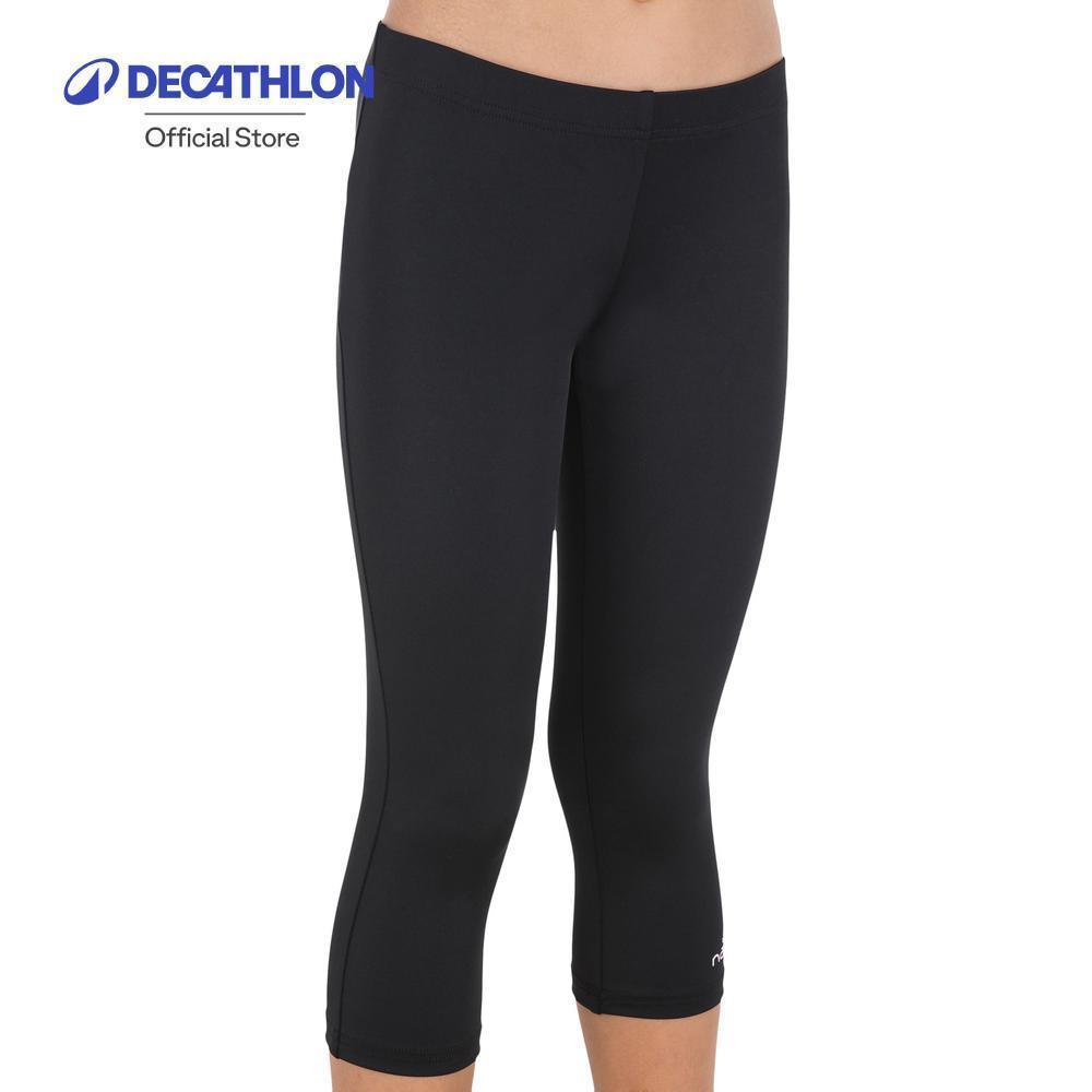 Decathlon Girl’S Leggings Swimsuit Bottoms กางเกงว่ายน้ำแบบเลกกิ้งสำหรับเด็กผู้หญิง - Black