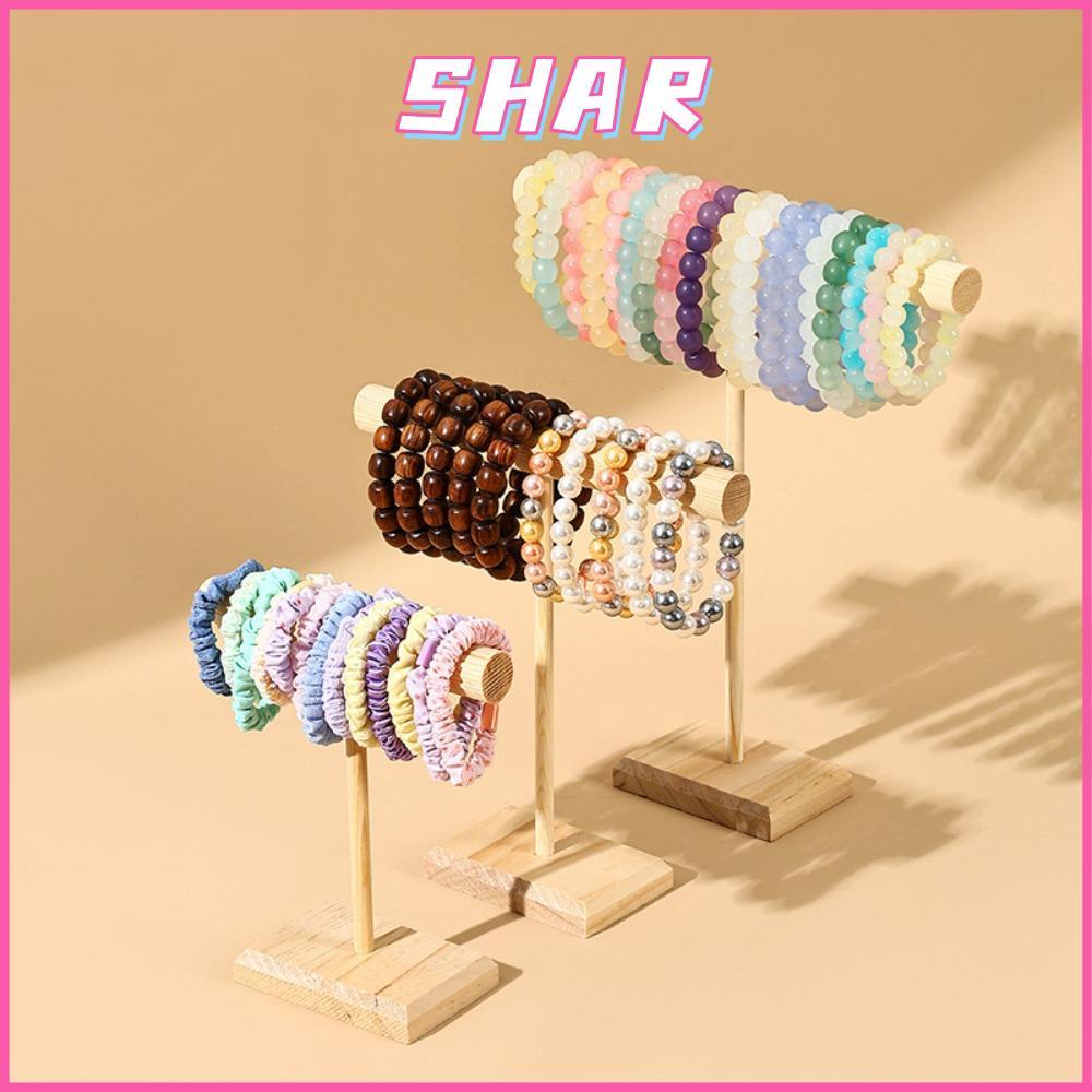 SHAR ชั้นวางสร้อยคอสร้อยข้อมือ, ไม้เนื้อแข็ง T-Bar ขาตั้งจอแสดงผลเครื่องประดับ,แบบพกพาโต๊ะผม Band เครื่องประดับจัดเก็บสร้อยข้อมือชั้นเก็บบ้าน