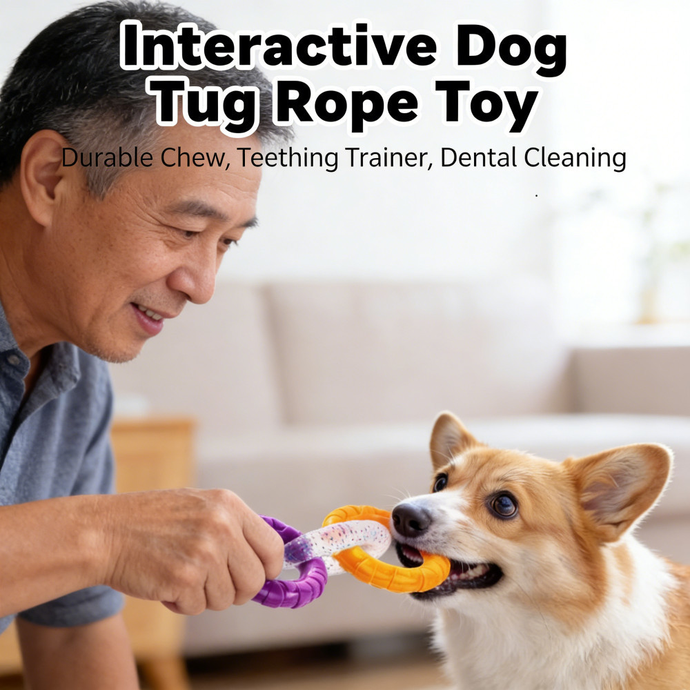 ของเล่นเทรนเนอร์ลูกสุนัขกัดฟัน - การออกแบบการทําความสะอาดฟันเคี้ยว Tug Rope Interactive