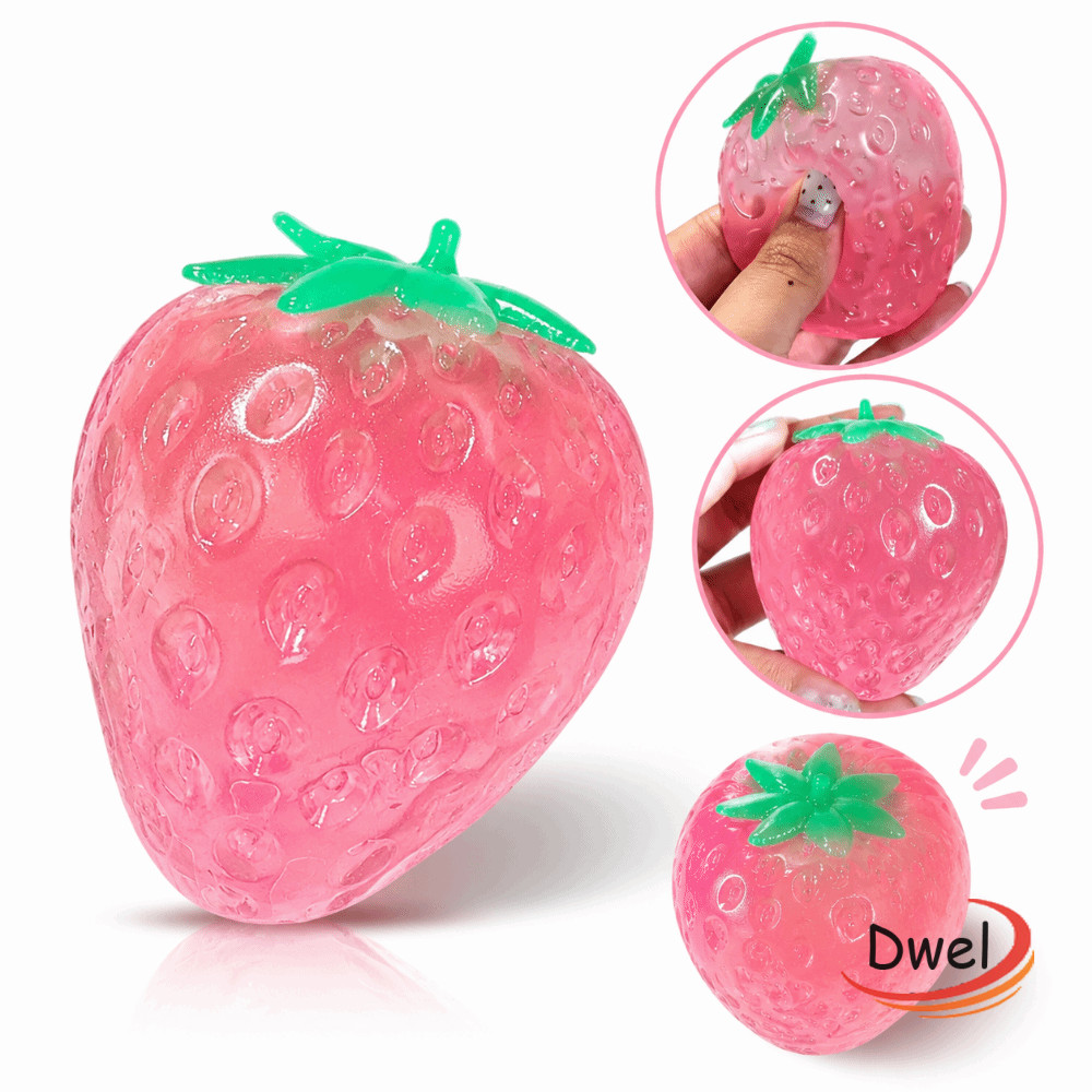 DWEL ของเล่นบีบสตรอเบอร์รี่, TPR Soft Pinch Toy, Stress Relief Slow Rebound Slow Rising Toy Kids