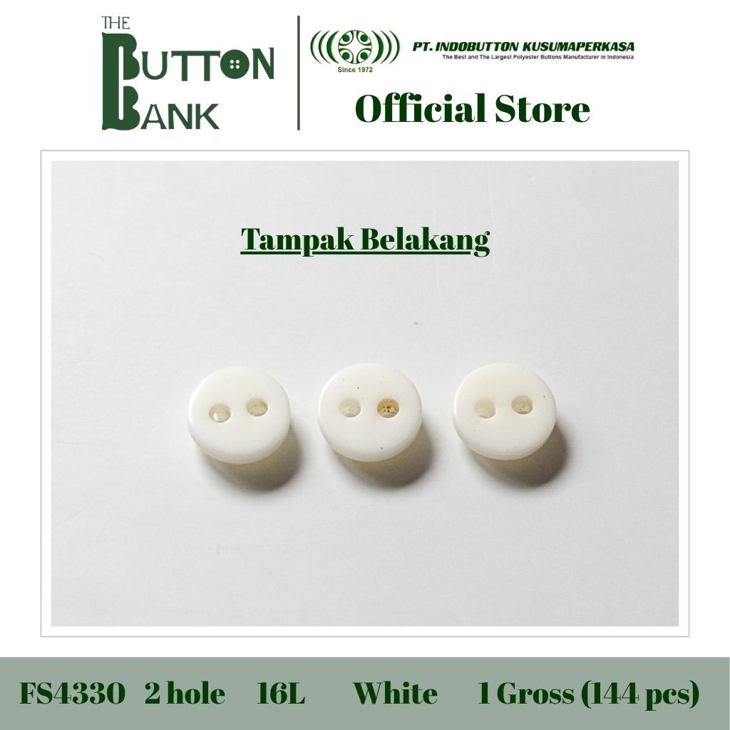 KEMEJA ปุ่มเสื้อเชิ้ตสีดํา ขนาด 18L / 11.5mm EXPORT QUALITY FS4330-16-WHITE