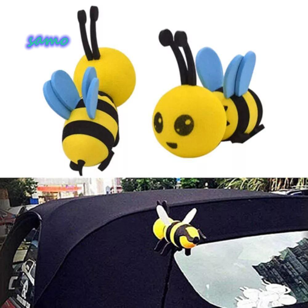 SAMO Car Bat Antenna Toppers, Happy Face Halloween Honey Bee Car Antenna Toppers, Bumble Bee Cartoon