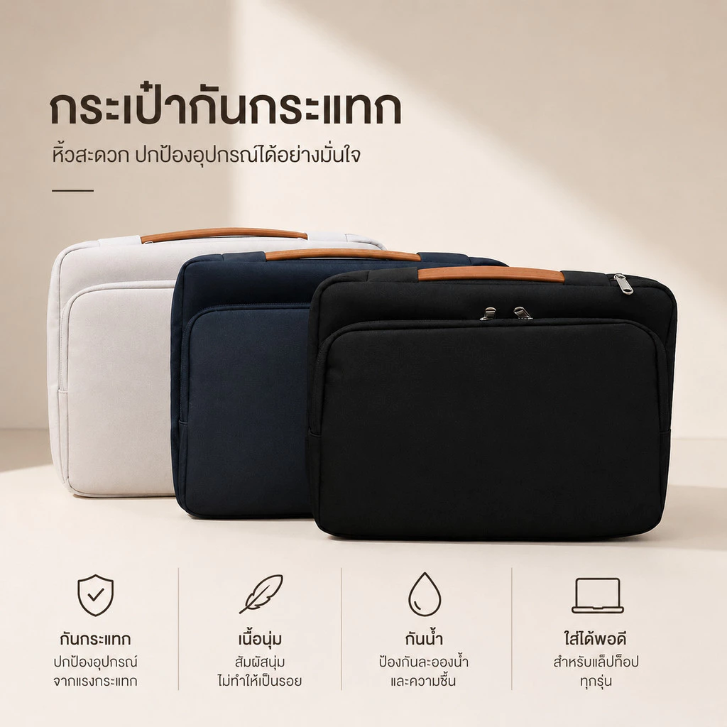 กระเป๋าโน๊ตบุ๊ค กระเป๋ากันกระแทก กันน้ำ เดินทางง่ายไร้น้ำหนัก กระเป๋าmacbook /hp/acer/Dell 13/15.6นิ้ว