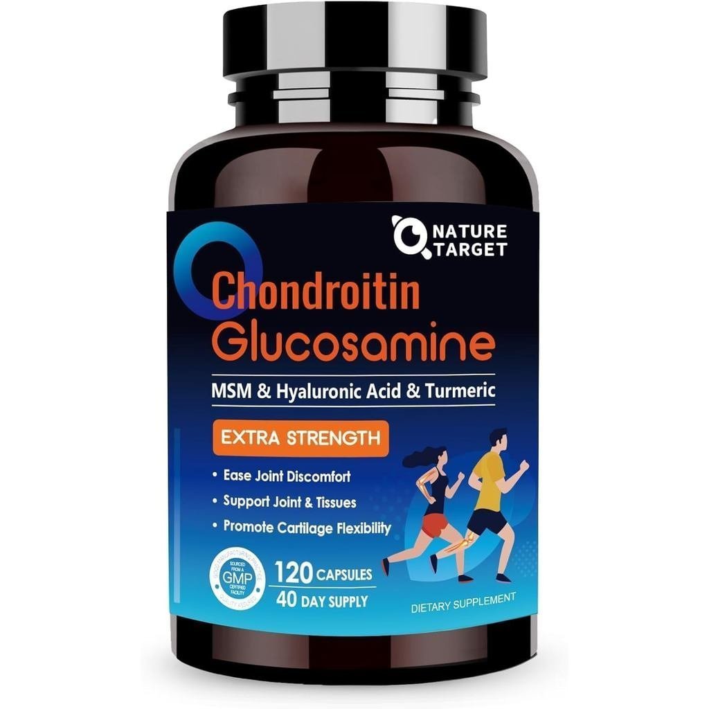 Natures Target Glucosamine Chondroitin MSM อาหารเสริมข้อ ปราศจากเปลือก ขมิ้น Boswellia กรดไฮยาลูโรนิ