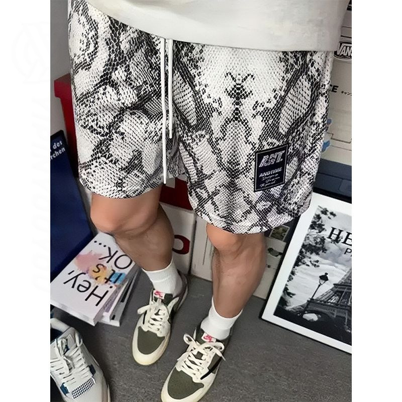 HANLU American Python Pattern Cool กางเกงขาสั้นลําลองสําหรับผู้ชาย