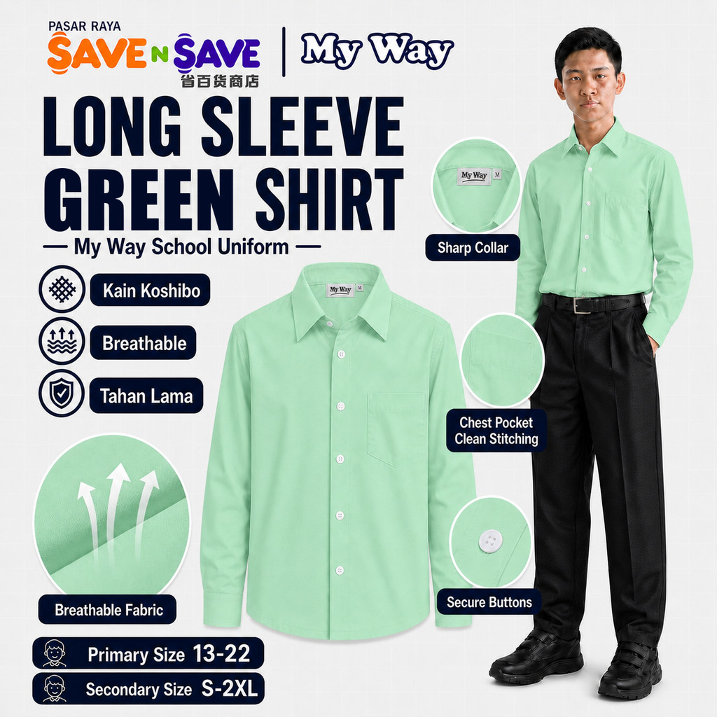 KEMEJA HIJAU LIQUID GREEN เสื้อยาว SCHOOL เสื้อแขนยาวสีเขียวเสื้อ FORMAL SCHOOL สําหรับ LOW SCHOOL