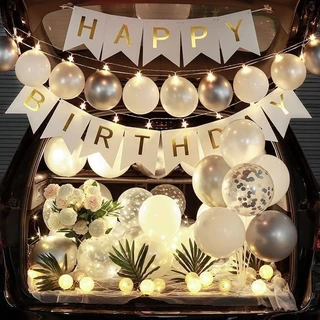 ชุดลูกโป่งเซอร์ไพรส์ท้ายรถ BIRTHDAY CAR 10/12นิ้ว ชุดลูกโป่งยาง ลูกโป่งท้ายรถ เซอไพร เซอร์ไพรส์วันเกิด set