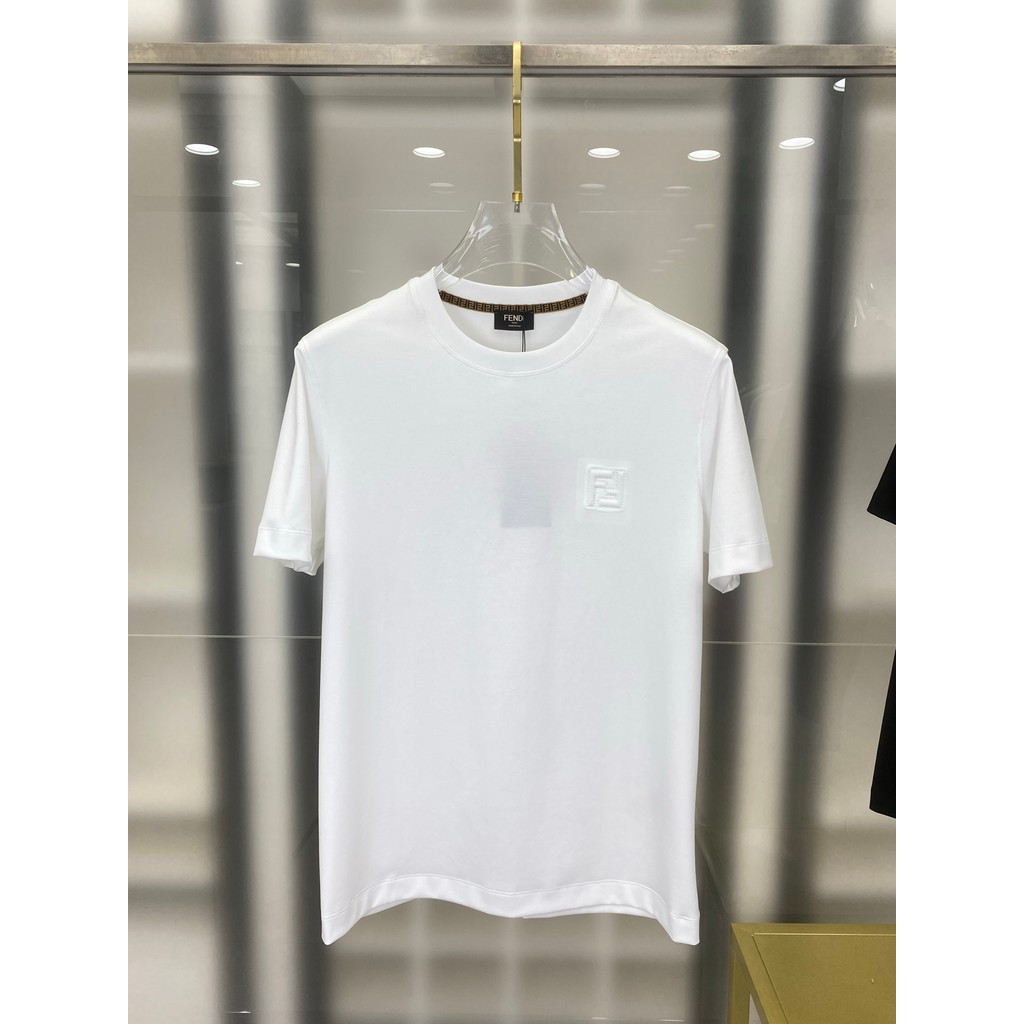 FEND/Fendi 2026 คลาสสิกรอบคอแขนสั้นเสื้อยืดผู้ชายผู้หญิงสไตล์ Slim-fit Creative Western สไตล์ฤดูใบไม