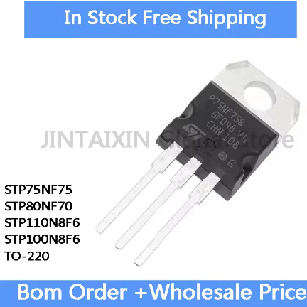 5PCS STP75NF75 STP80NF70 STP110N8F6 STP100N8F6 TO-220 ทรานซิสเตอร์เอฟเฟกต์ภาคสนาม