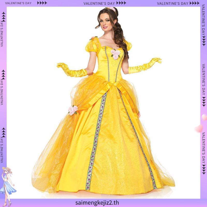 Oos ชุดเดรสคอสเพลย์เจ้าหญิง Belle Beauty and the Beast สําหรับผู้ใหญ่