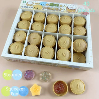 BACK2LIFE มินิเกี๊ยว Squishy, รูปร่างอาหารนุ่มน่ารัก Squishy คริสตัล Bun, Prank ของเล่น Squeezable หยิกกับ Steamer Fidget Sensory ของเล่นเด็กของเล่น