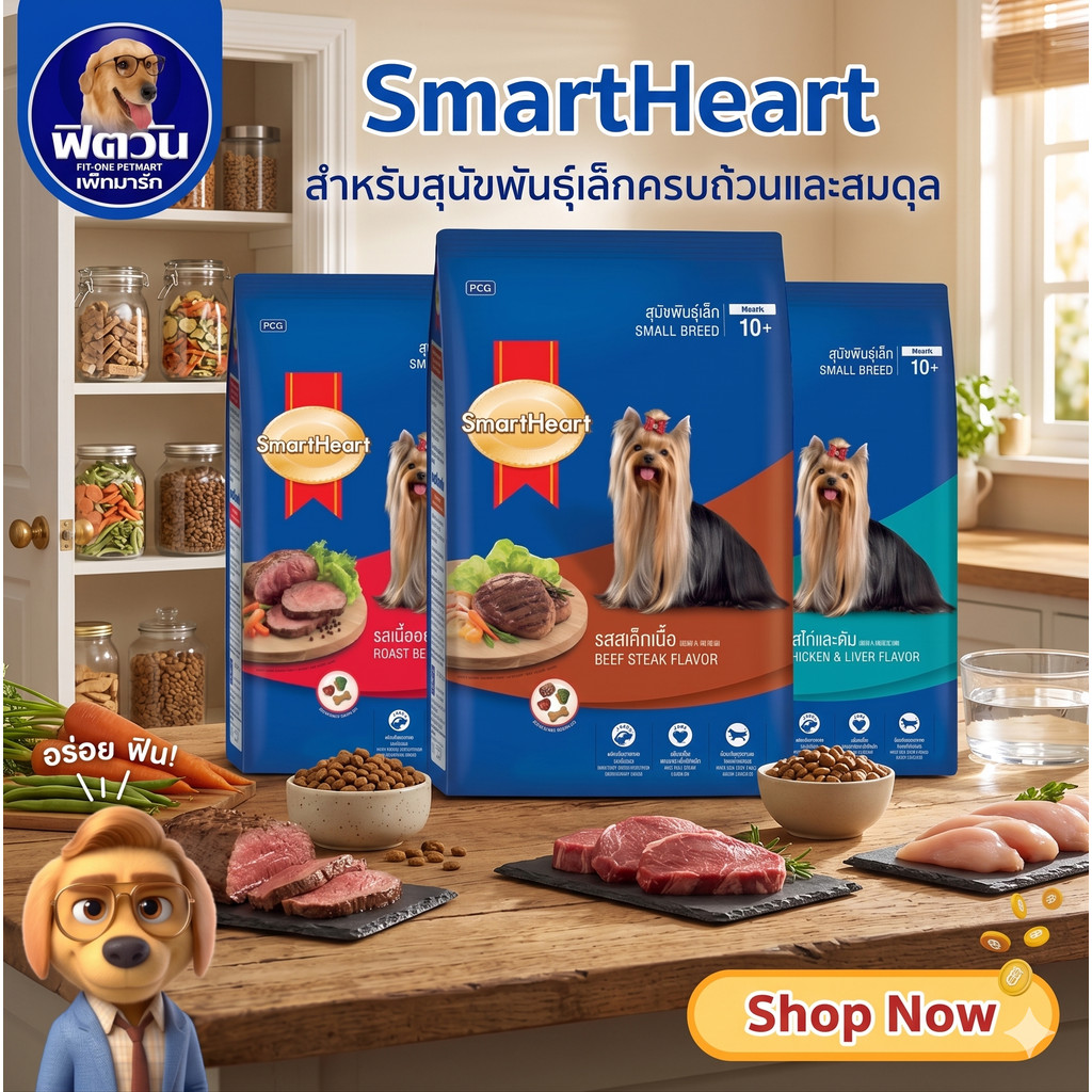 SmartHeart Blue  อาหารสุนัขโต พันธุ์เล็ก 2.6-2.7กิโลกรัม{อาหารสุนัขเม็ด}