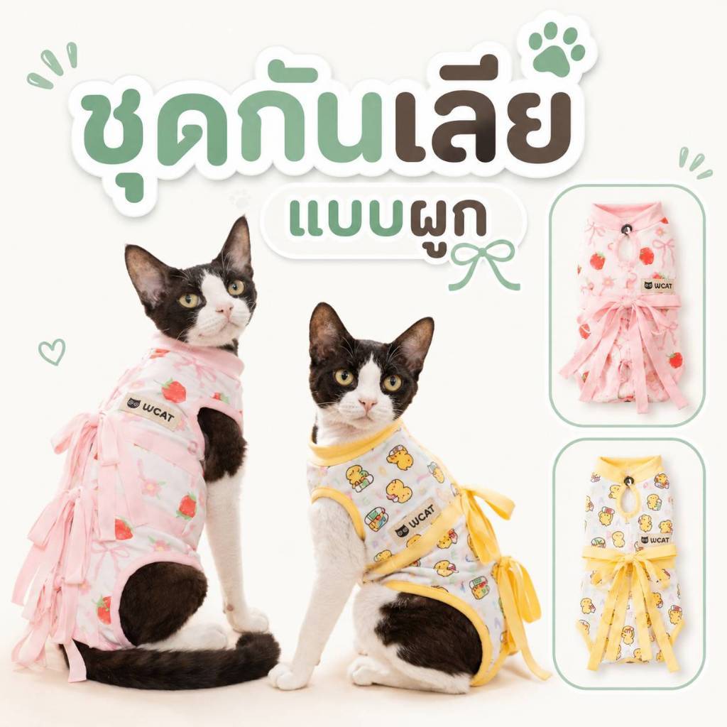 ชุดกันเลียแบบผูกหลัง เสื้อสำหรับสัตว์เลี้ยงหลังผ่าตัด / หลังทำหมัน