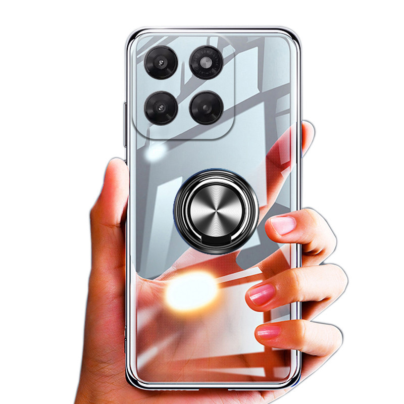 เคสโทรศัพท์ Moto G87 Soft Clear โปร่งใสรถ Adsorb Ultrathin ผู้ถือแหวนปกหลัง Moto G87 กรณี