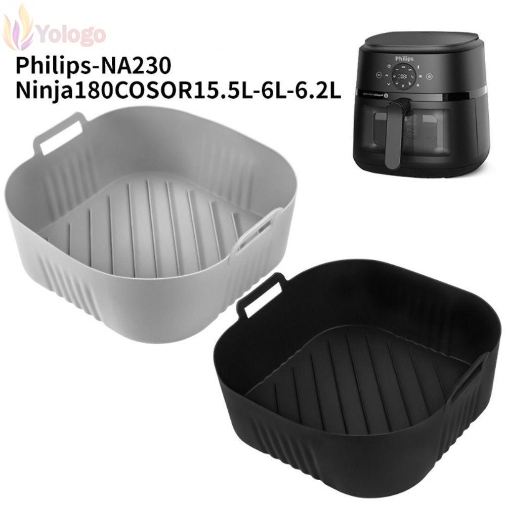 YOLOGO จานอบ,ซิลิโคน 6.2L Air Fryerแม่พิมพ์,แถบกรองน้ํามันReusable Air FryerถาดอบสําหรับPhilipsNA230