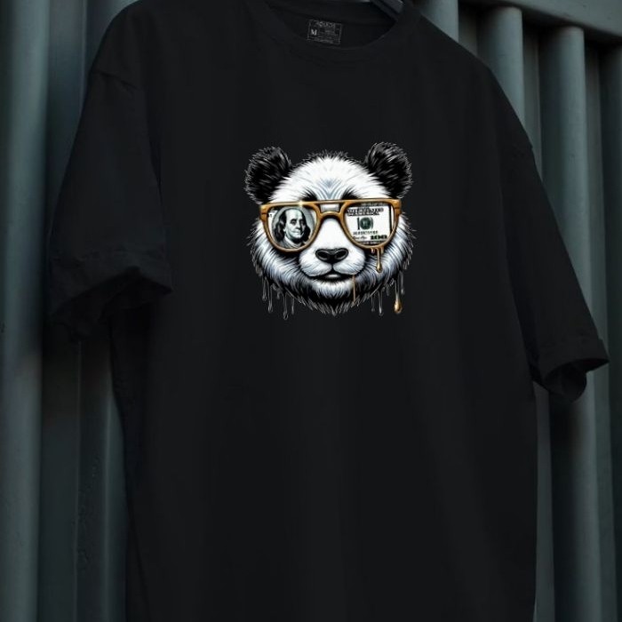 PANDA MILION DOLLAR เสื้อยืดผ้าฝ้ายพรีเมี่ยม