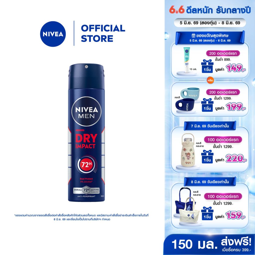 นีเวีย เมน ดราย อิมแพ็ค สเปรย์ 150 มล. NIVEA สเปรย์โลออน