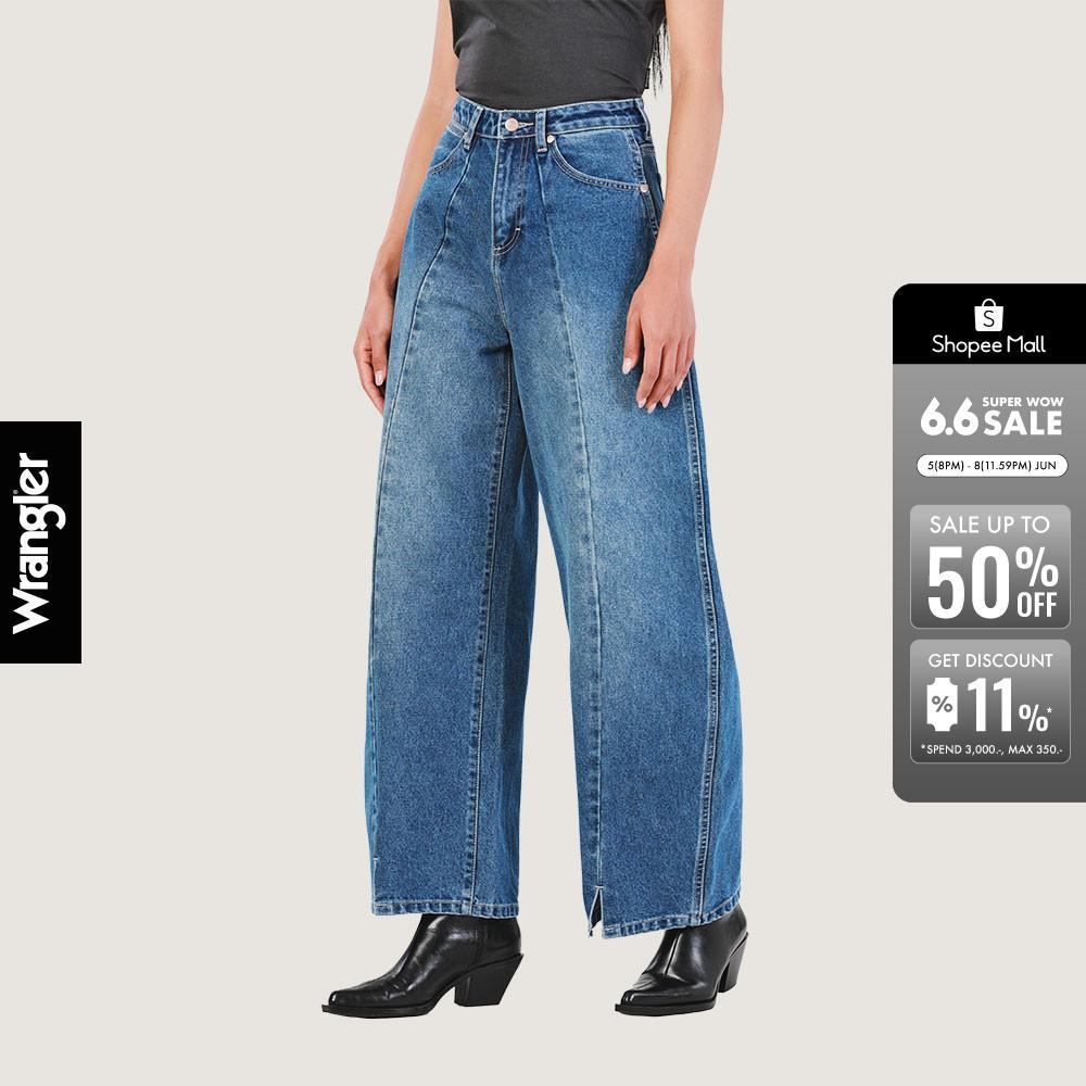 WRANGLER กางเกงยีนส์ผู้หญิง คอลเลคชั่น Everyday with Wrangler เอวสูง ทรงขากว้าง Barrel รุ่น WR S125WBARN07 สียีนส์กลาง