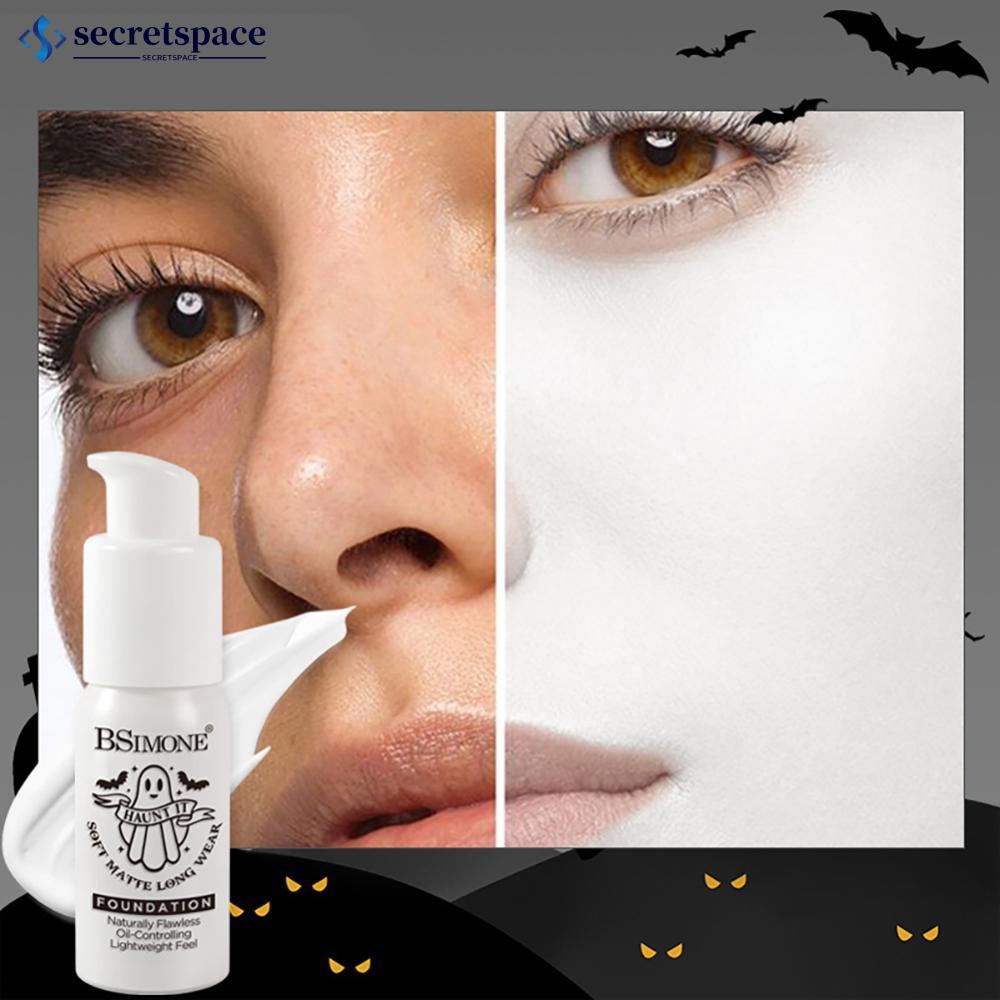 SECRETSPACE สีขาว Face Paint Foundation ฮาโลวีนแต่งหน้า Full Coverage กันน้ํา 35ml Liquid Foundation