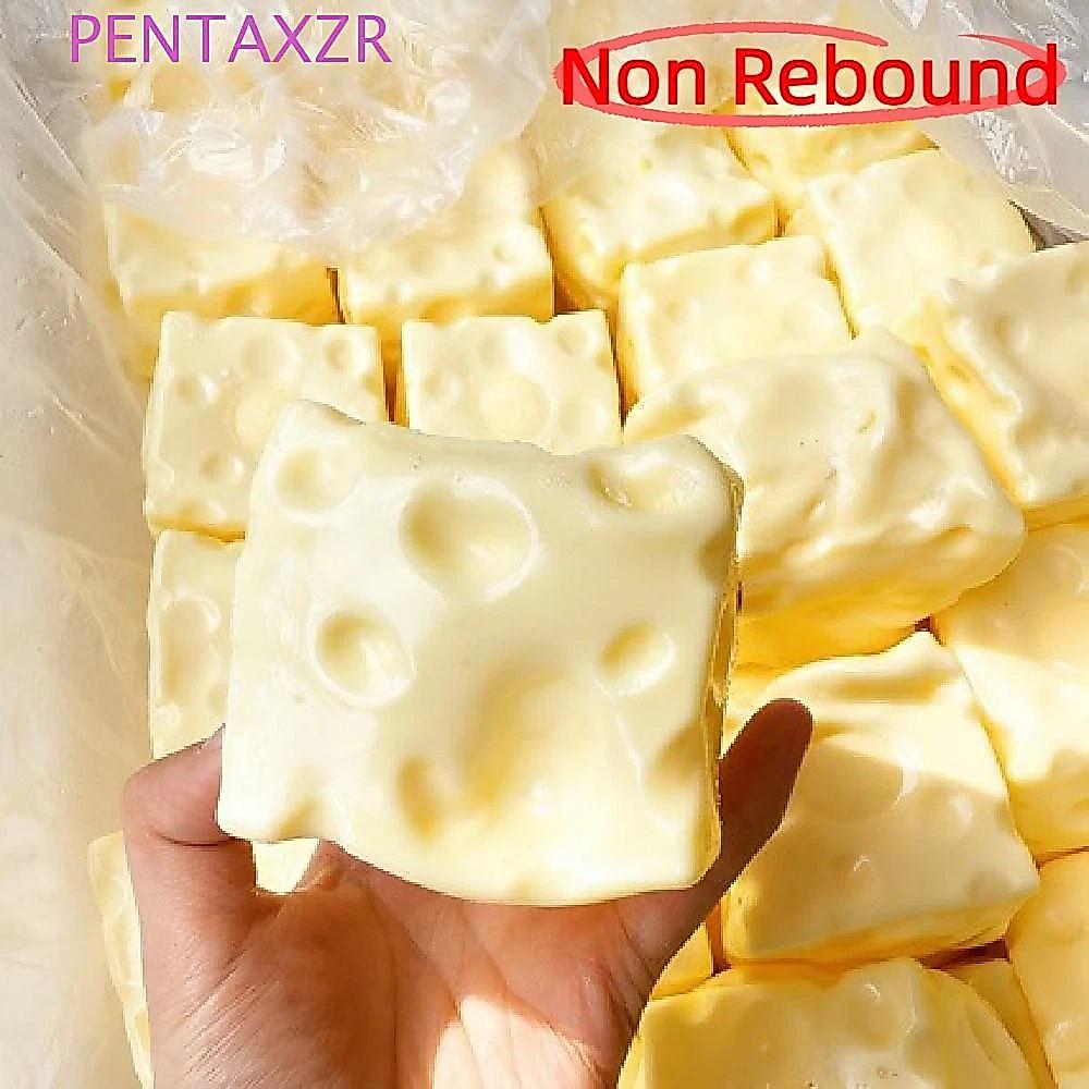 PENTAXZR ชีสบีบ Cube, 6/7 ซม.สมจริงชีสหยิก, Sensory ของเล่น Super Soft สบายสีเหลือง/สีชมพูชีสลูกบอลความเครียดบรรเทาความเครียด