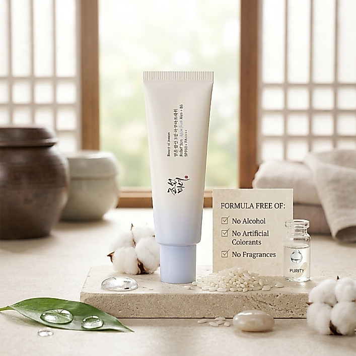 Beauty of Joseonกันแดดผิวผสม ผิวมัน เนื้อบางเบาซึมไว ไม่มัน ไม่วาว ไม่ทิ้งคราบขาวSPF50+ 50ml30% สารสกัดข้าว + วิตามินบี5